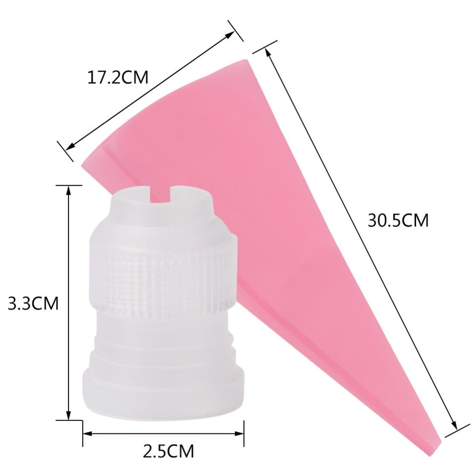 8Pcs Silicone Icing Piping 6 Stainless Steel Nozzles