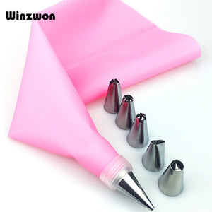 8Pcs Silicone Icing Piping 6 Stainless Steel Nozzles